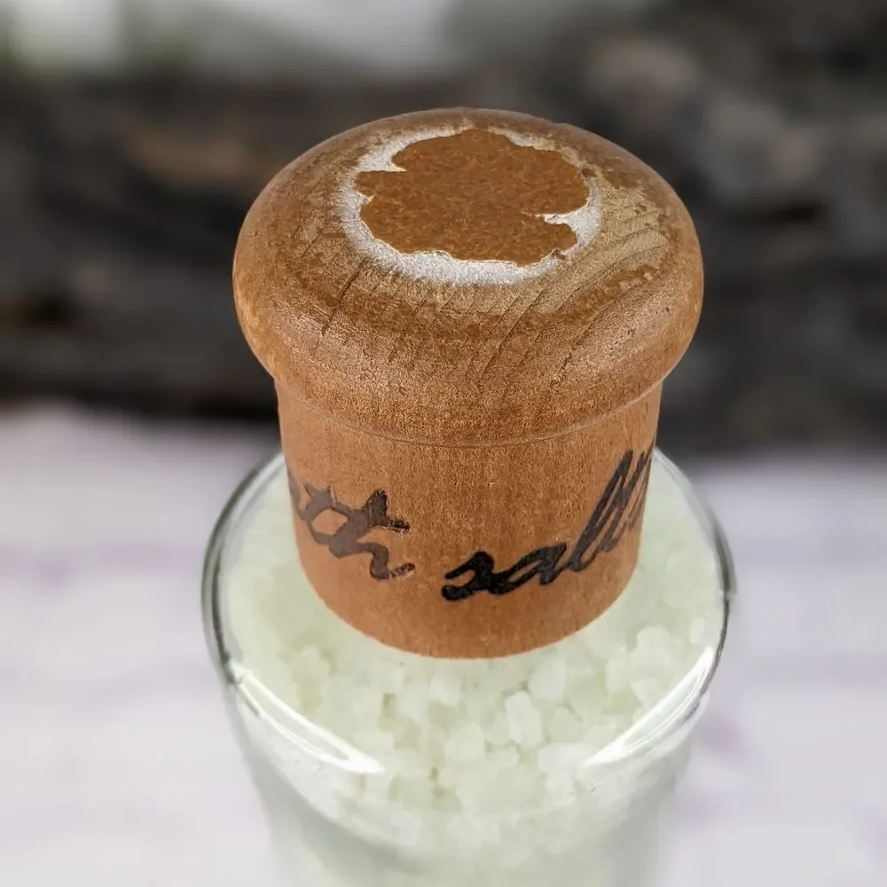 Green Bath Salts in Tall Decorative Bottle